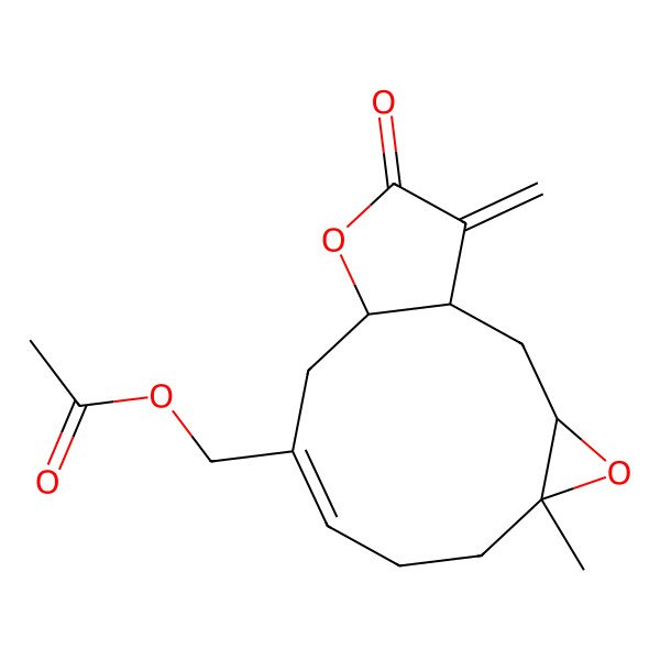 2D Structure of [(1R,3S,5R,8Z,11S)-5-methyl-14-methylidene-13-oxo-4,12-dioxatricyclo[9.3.0.03,5]tetradec-8-en-9-yl]methyl acetate