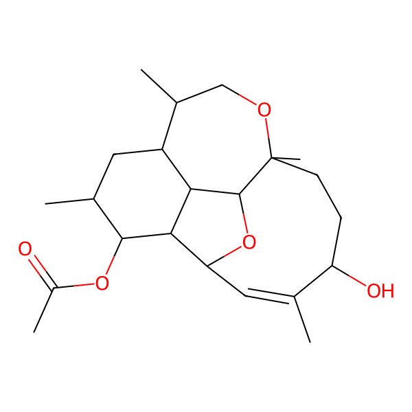 2D Structure of [(1S,2S,3R,4R,5R,7S,8R,11S,14R,15Z,17S)-14-hydroxy-5,8,11,15-tetramethyl-10,18-dioxatetracyclo[9.7.0.02,7.03,17]octadec-15-en-4-yl] acetate