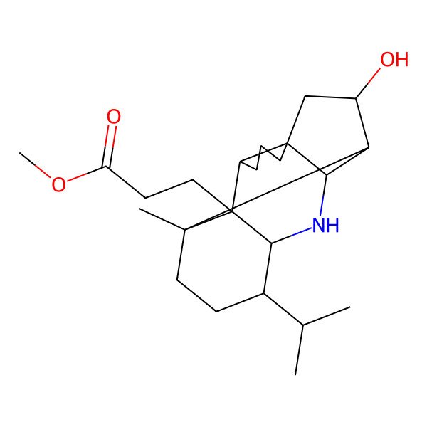 2D Structure of methyl 3-[(1S,2R,3R,7R,9S,10S,11R,13S,14R)-9-hydroxy-1-methyl-14-propan-2-yl-12-azapentacyclo[8.6.0.02,13.03,7.07,11]hexadecan-2-yl]propanoate
