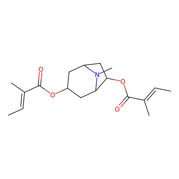 2D Structure of [(1S,3R,5R,6S)-8-methyl-6-[(E)-2-methylbut-2-enoyl]oxy-8-azabicyclo[3.2.1]octan-3-yl] (E)-2-methylbut-2-enoate