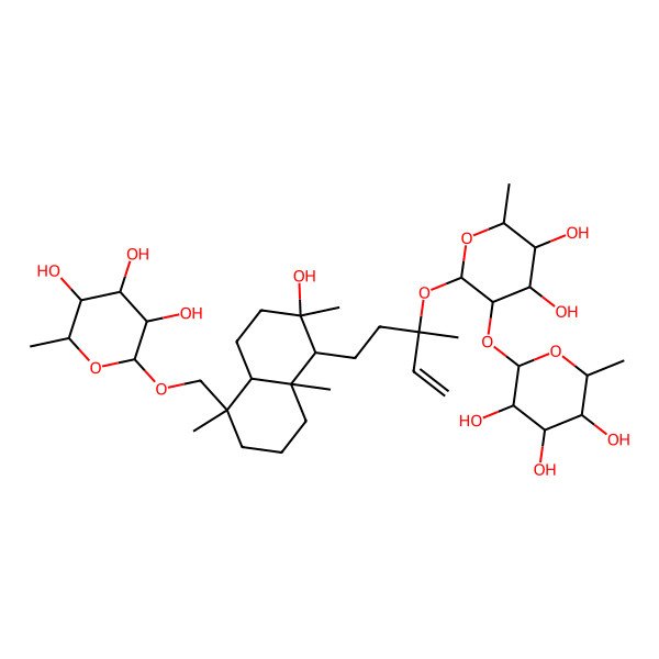2D Structure of 2-[[5-[3-[4,5-dihydroxy-6-methyl-3-(3,4,5-trihydroxy-6-methyloxan-2-yl)oxyoxan-2-yl]oxy-3-methylpent-4-enyl]-6-hydroxy-1,4a,6-trimethyl-3,4,5,7,8,8a-hexahydro-2H-naphthalen-1-yl]methoxy]-6-methyloxane-3,4,5-triol