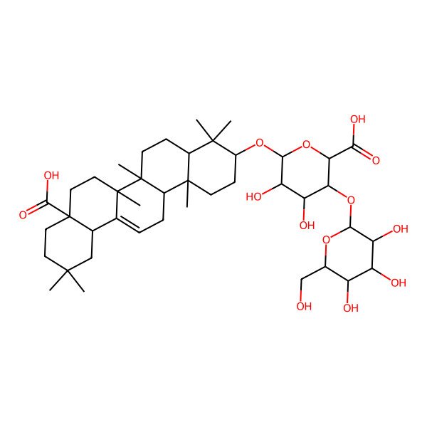 2D Structure of 28-Hydroxy-28-oxoolean-12-en-3beta-yl 4-O-beta-D-glucopyranosyl-beta-D-glucopyranosiduronic acid
