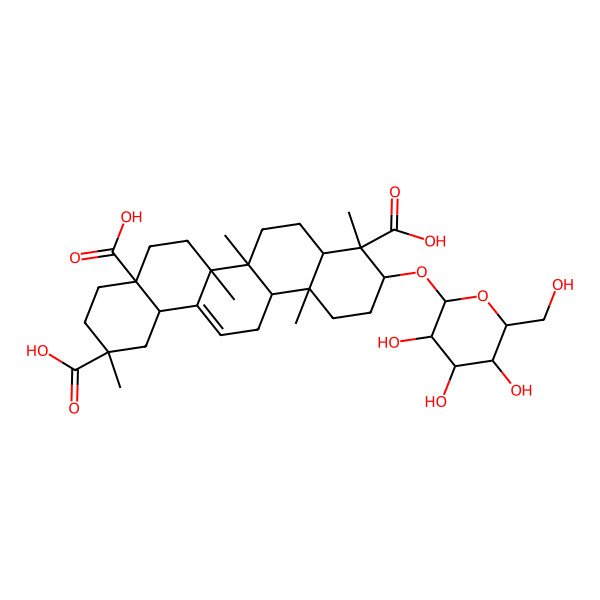 2D Structure of 3beta-(beta-D-glucopyranosyloxy)olean-12-ene-23,28,30-trioic acid