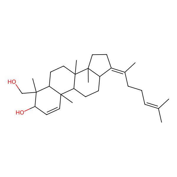 2D Structure of 3beta-Hydroxy-4beta-hydroxymethylfusida-17(20)[16,20-cis], 24-diene