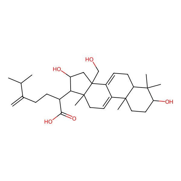 2D Structure of 3beta,16alpha,30-Trihydroxy-24-methyllanosta-7,9(11),24(31)-trien-21-oic acid