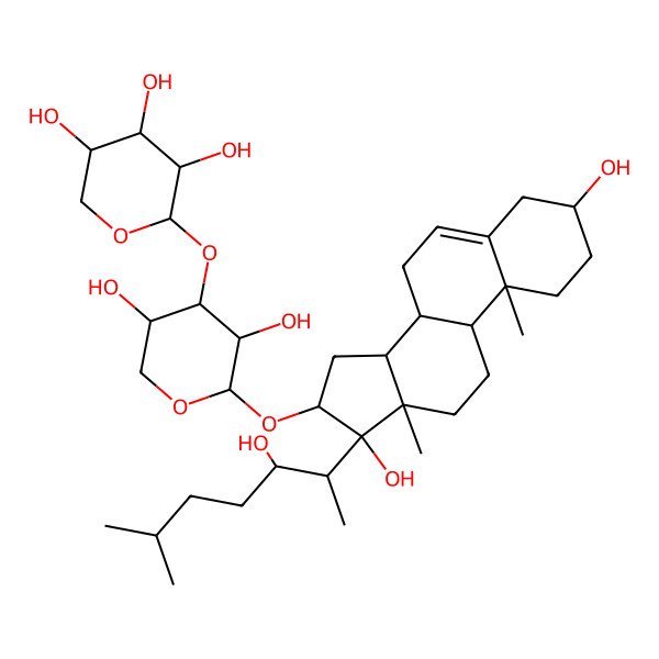 2D Structure of 3beta,17,22-Trihydroxycholesta-5-ene-16beta-yl 3-O-beta-D-xylopyranosyl-alpha-L-arabinopyranoside