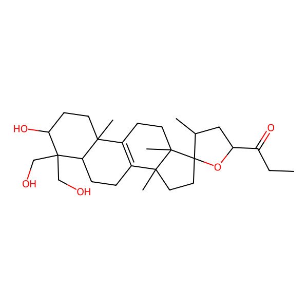 2D Structure of (3beta,17alpha,23S)-17,23-Epoxy-3,28,29-trihydroxy-27-norlanost-8-en-24-one