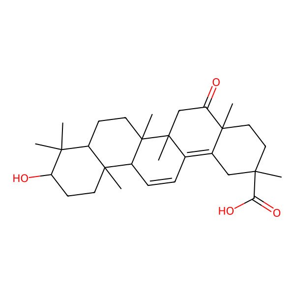 2D Structure of (3beta,20beta)-3-Hydroxy-16-oxooleana-11,13(18)-dien-29-oic acid