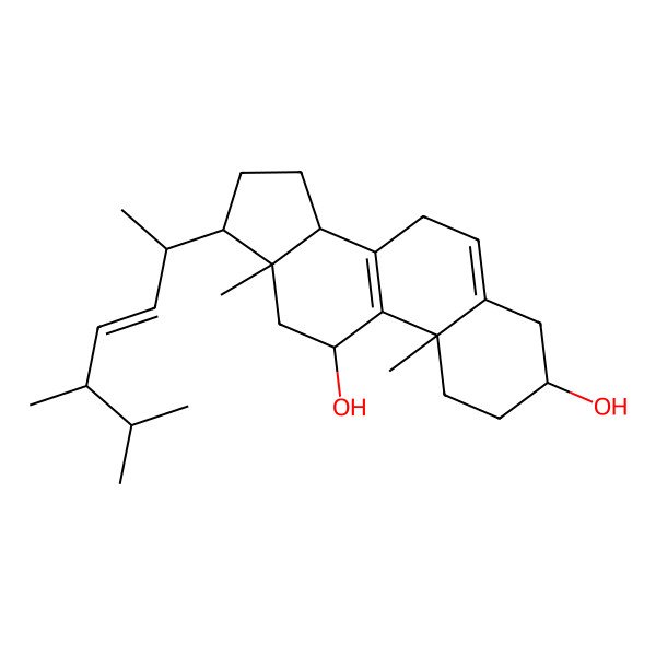 2D Structure of (3beta,22E)-Ergosta-5,8,22-triene-3,11-diol