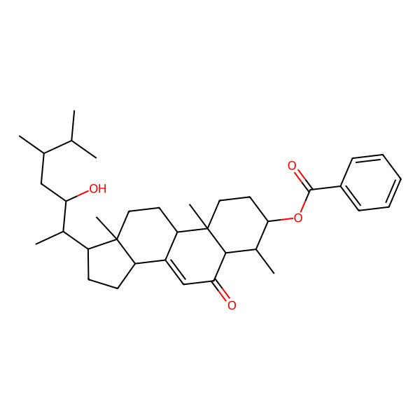 2D Structure of (3beta,24xi)-3-(Benzoyloxy)-22-hydroxy-4-methylergost-7-en-6-one