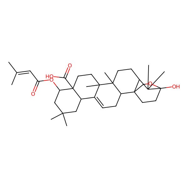 2D Structure of 3beta,25-Epoxy-3-hydroxy-22beta-[(3-methyl-1-oxo-2-butenyl)oxy]oleana-12-ene-28-oic acid