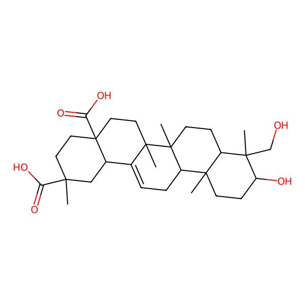 2D Structure of (3beta,4alpha,20beta)-3,23-Dihydroxyolean-12-ene-28,29-dioic acid