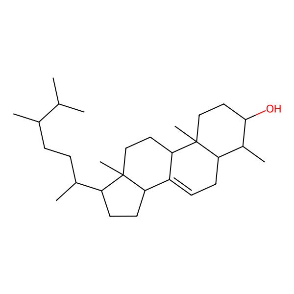 2D Structure of (3beta,4alpha,5alpha,24R)-4-Methylergost-7-en-3-ol