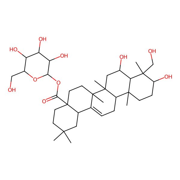 2D Structure of 3beta,6beta,23-trihydroxyolean-12-en-28-oic acid 28-O-beta-D-glucopyranoside 2D Structure of 3beta,6beta,23-trihydroxyolean-12-en-28-oic acid 28-O-beta-D-glucopyranoside