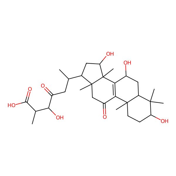 2D Structure of 3beta,7beta,15alpha,24-Tetrahydroxy-11,23-dioxolanost-8-en-26-oic acid