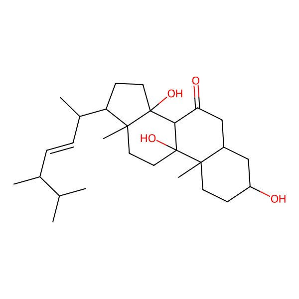 2D Structure of 3beta,9alpha,14alpha-trihydroxy-(22E,24R)-ergost-22-en-7-one