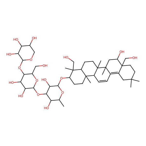 2D Structure of 2-[6-[3,5-Dihydroxy-2-[[8-hydroxy-4,8a-bis(hydroxymethyl)-4,6a,6b,11,11,14b-hexamethyl-1,2,3,4a,5,6,7,8,9,10,12,14a-dodecahydropicen-3-yl]oxy]-6-methyloxan-4-yl]oxy-4,5-dihydroxy-2-(hydroxymethyl)oxan-3-yl]oxyoxane-3,4,5-triol