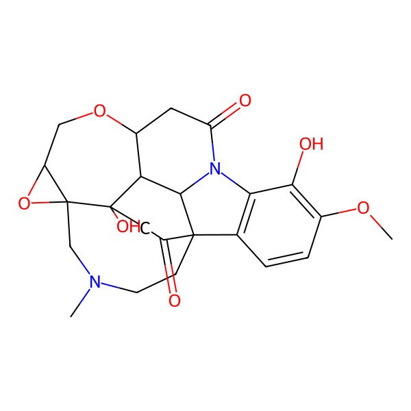 2D Structure of 16,19-Secostrychnidine-10,16-dione, 21,22-epoxy-21,22-dihydro-4,14-dihydroxy-3-methoxy-19-methyl-, (21alpha,22alpha)-