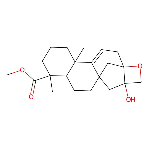 2D Structure of methyl (1S,5R,9R,10S,13R,15R)-15-hydroxy-5,9-dimethyl-17-oxapentacyclo[11.4.1.01,15.04,13.05,10]octadec-3-ene-9-carboxylate