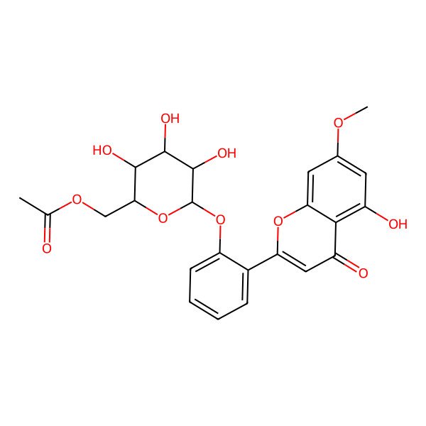 2D Structure of [(2R,3S,4S,5R,6S)-3,4,5-trihydroxy-6-[2-(5-hydroxy-7-methoxy-4-oxochromen-2-yl)phenoxy]oxan-2-yl]methyl acetate