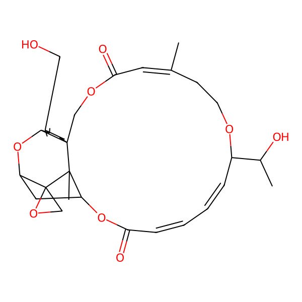 2D Structure of 17-(1-Hydroxyethyl)-5-(hydroxymethyl)-13,25-dimethylspiro[2,10,16,23-tetraoxatetracyclo[22.2.1.03,8.08,25]heptacosa-4,12,18,20-tetraene-26,2'-oxirane]-11,22-dione