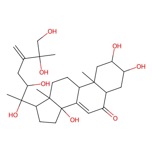 2D Structure of (2S,3R,5R,9R,10R,13R,14S,17S)-2,3,14-trihydroxy-10,13-dimethyl-17-[(2R,3R,6R)-2,3,6,7-tetrahydroxy-6-methyl-5-methylideneheptan-2-yl]-2,3,4,5,9,11,12,15,16,17-decahydro-1H-cyclopenta[a]phenanthren-6-one