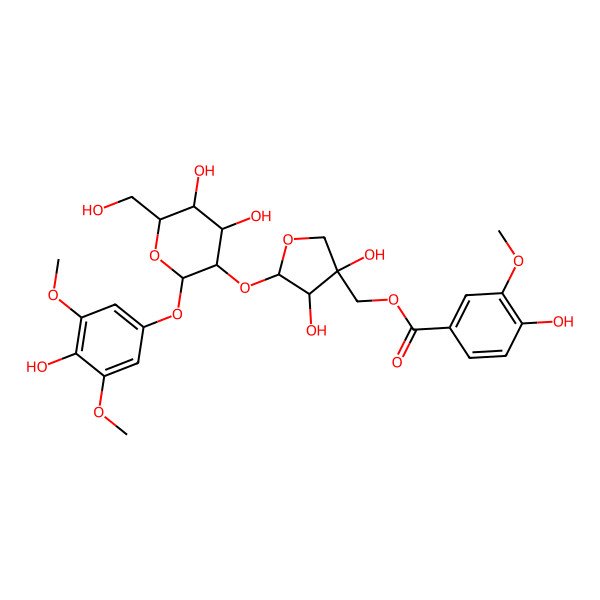 2D Structure of [5-[4,5-Dihydroxy-2-(4-hydroxy-3,5-dimethoxyphenoxy)-6-(hydroxymethyl)oxan-3-yl]oxy-3,4-dihydroxyoxolan-3-yl]methyl 4-hydroxy-3-methoxybenzoate