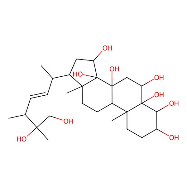 2D Structure of 17-(6,7-Dihydroxy-5,6-dimethylhept-3-en-2-yl)-10,13-dimethyl-1,2,3,4,6,7,9,11,12,15,16,17-dodecahydrocyclopenta[a]phenanthrene-3,4,5,6,8,14,15-heptol