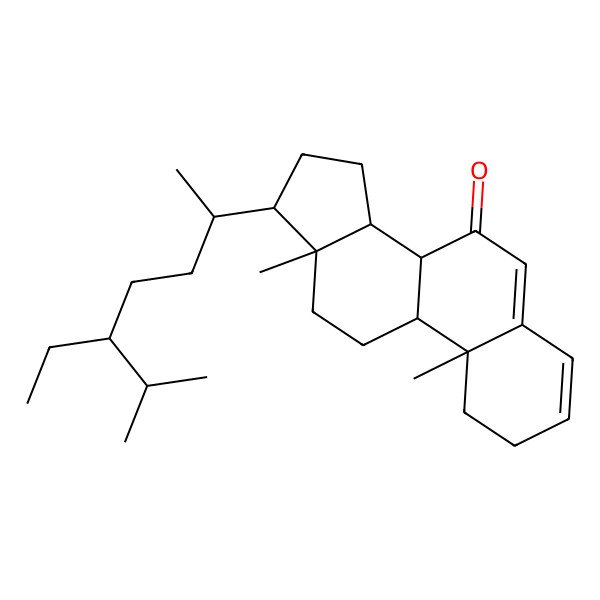 2D Structure of 17-(5-Ethyl-6-methylheptan-2-yl)-10,13-dimethyl-1,2,8,9,11,12,14,15,16,17-decahydrocyclopenta[a]phenanthren-7-one
