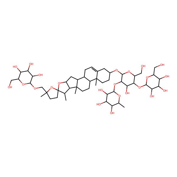 2D Structure of 2-[4-Hydroxy-6-(hydroxymethyl)-2-[5',7,9,13-tetramethyl-5'-[[3,4,5-trihydroxy-6-(hydroxymethyl)oxan-2-yl]oxymethyl]spiro[5-oxapentacyclo[10.8.0.02,9.04,8.013,18]icos-18-ene-6,2'-oxolane]-16-yl]oxy-5-[3,4,5-trihydroxy-6-(hydroxymethyl)oxan-2-yl]oxyoxan-3-yl]oxy-6-methyloxane-3,4,5-triol
