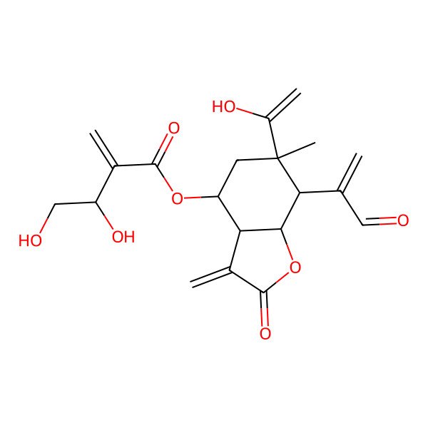 2D Structure of [(3aR,4S,6R,7R,7aR)-6-(1-hydroxyethenyl)-6-methyl-3-methylidene-2-oxo-7-(3-oxoprop-1-en-2-yl)-4,5,7,7a-tetrahydro-3aH-1-benzofuran-4-yl] (3R)-3,4-dihydroxy-2-methylidenebutanoate