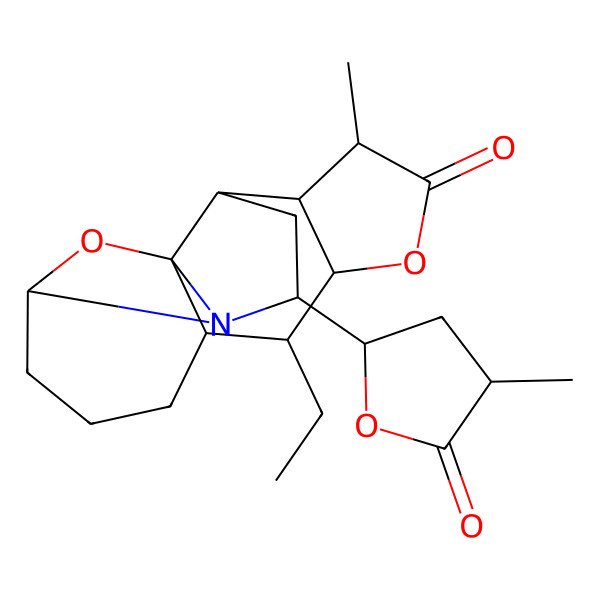 2D Structure of 11-Ethyl-7-methyl-3-(4-methyl-5-oxooxolan-2-yl)-9,17-dioxa-2-azapentacyclo[10.5.0.01,5.02,16.06,10]heptadecan-8-one