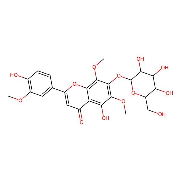 2D Structure of 5-Hydroxy-2-(4-hydroxy-3-methoxyphenyl)-6,8-dimethoxy-7-[3,4,5-trihydroxy-6-(hydroxymethyl)oxan-2-yl]oxychromen-4-one