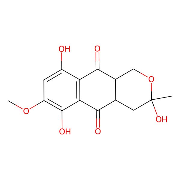 2D Structure of (3R,4aR,10aR)-3,6,9-trihydroxy-7-methoxy-3-methyl-1,4,4a,10a-tetrahydrobenzo[g]isochromene-5,10-dione