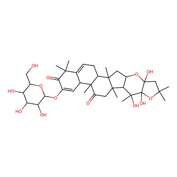 2D Structure of (16alpha,20R,22S,23S)-16,23:22,25-diepoxy-2,20,22,23-tetrahydroxycucurbita-1,5-diene-3,11-dione 2-O-beta-D-glucopyranoside