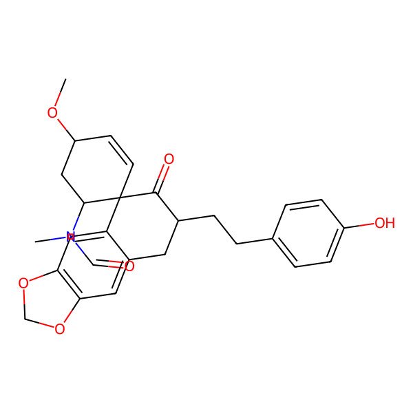 2D Structure of N-[7-[2-(4-hydroxyphenyl)ethyl]-5'-methoxy-6-oxospiro[7,8-dihydrobenzo[f][1,3]benzodioxole-5,2'-cyclohex-3-ene]-1'-yl]-N-methylformamide