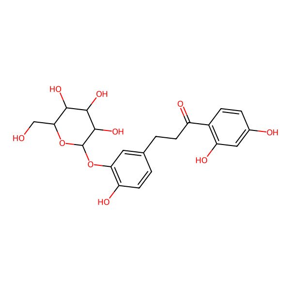 2D Structure of 1-(2,4-dihydroxyphenyl)-3-[4-hydroxy-3-[(2S,3R,4S,5S,6R)-3,4,5-trihydroxy-6-(hydroxymethyl)oxan-2-yl]oxyphenyl]propan-1-one