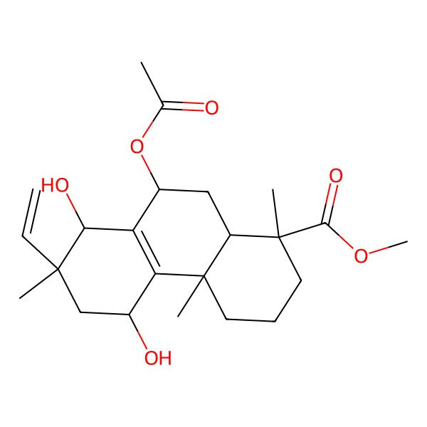 2D Structure of methyl 9-acetyloxy-7-ethenyl-5,8-dihydroxy-1,4a,7-trimethyl-3,4,5,6,8,9,10,10a-octahydro-2H-phenanthrene-1-carboxylate