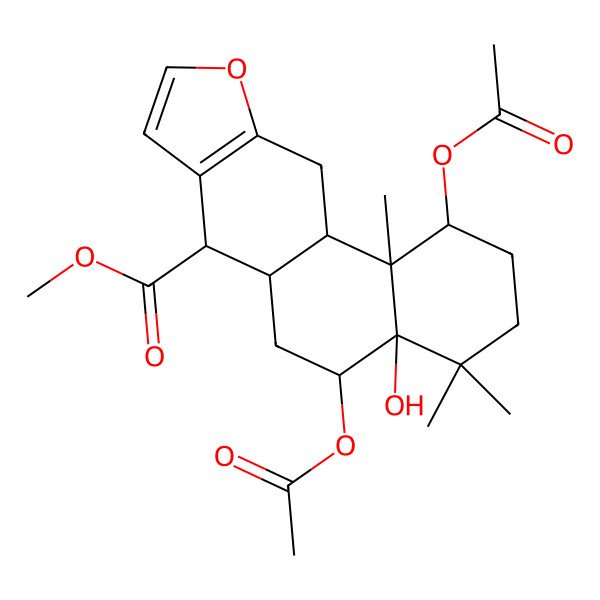 2D Structure of methyl (1S,4aR,5S,6aS,7S,11aS,11bS)-1,5-diacetyloxy-4a-hydroxy-4,4,11b-trimethyl-2,3,5,6,6a,7,11,11a-octahydro-1H-naphtho[2,1-f][1]benzofuran-7-carboxylate