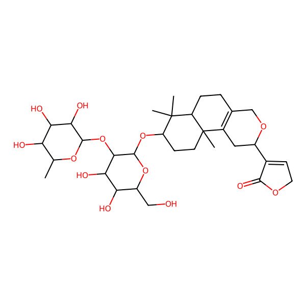 2D Structure of 4-[8-[4,5-dihydroxy-6-(hydroxymethyl)-3-(3,4,5-trihydroxy-6-methyloxan-2-yl)oxyoxan-2-yl]oxy-7,7,10a-trimethyl-2,4,5,6,6a,8,9,10-octahydro-1H-benzo[f]isochromen-2-yl]-2H-furan-5-one