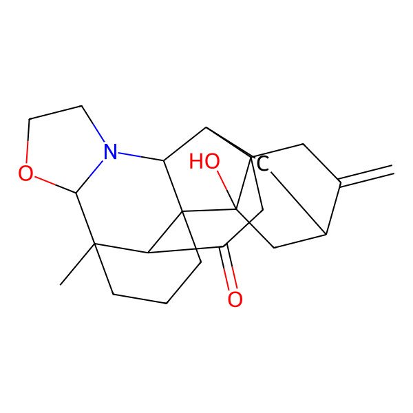 2D Structure of 21-Hydroxy-5-methyl-15-methylidene-7-oxa-10-azaheptacyclo[12.6.2.01,11.05,20.06,10.012,17.017,21]docosan-19-one