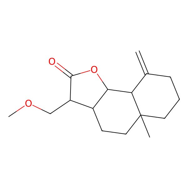 2D Structure of (3R,3aS,5aR,9aS,9bS)-3-(methoxymethyl)-5a-methyl-9-methylidene-3a,4,5,6,7,8,9a,9b-octahydro-3H-benzo[g][1]benzofuran-2-one