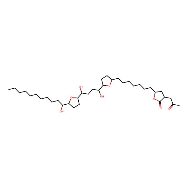 2D Structure of (3R,5R)-5-[7-[(2S,5S)-5-[(1S,4S)-1,4-dihydroxy-4-[(2R,5S)-5-[(1S)-1-hydroxyundecyl]oxolan-2-yl]butyl]oxolan-2-yl]heptyl]-3-(2-oxopropyl)oxolan-2-one