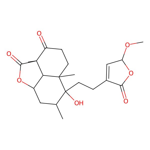 2D Structure of (1R,4R,8S,9R,10R,12R)-9-hydroxy-9-[2-(2-methoxy-5-oxo-2H-furan-4-yl)ethyl]-4,8,10-trimethyl-2-oxatricyclo[6.3.1.04,12]dodecane-3,5-dione