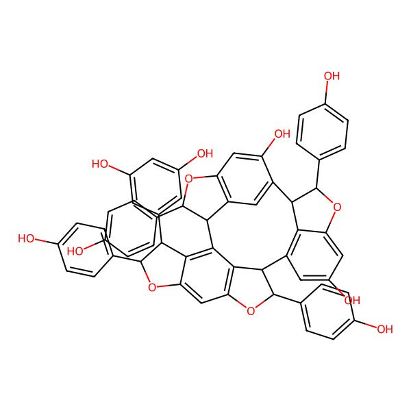 2D Structure of 4-(3,5-Dihydroxyphenyl)-5,11,19,26-tetrakis(4-hydroxyphenyl)-6,10,18,25-tetraoxaoctacyclo[19.5.2.12,9.113,17.03,7.024,27.012,30.020,29]triaconta-2,7,9(30),13(29),14,16,21(28),22,24(27)-nonaene-15,22-diol