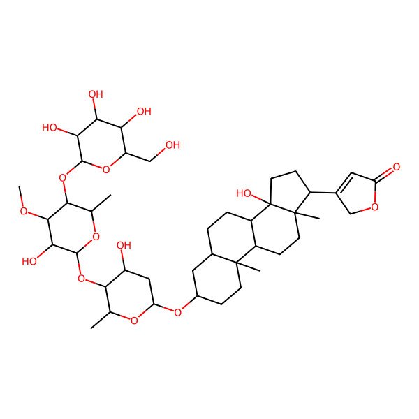 2D Structure of 3-[14-hydroxy-3-[4-hydroxy-5-[3-hydroxy-4-methoxy-6-methyl-5-[3,4,5-trihydroxy-6-(hydroxymethyl)oxan-2-yl]oxyoxan-2-yl]oxy-6-methyloxan-2-yl]oxy-10,13-dimethyl-1,2,3,4,5,6,7,8,9,11,12,15,16,17-tetradecahydrocyclopenta[a]phenanthren-17-yl]-2H-furan-5-one