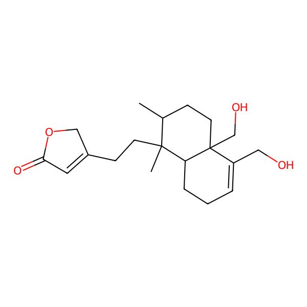 2D Structure of 3-[2-[(1R,2S,4aS,8aS)-4a,5-bis(hydroxymethyl)-1,2-dimethyl-2,3,4,7,8,8a-hexahydronaphthalen-1-yl]ethyl]-2H-furan-5-one