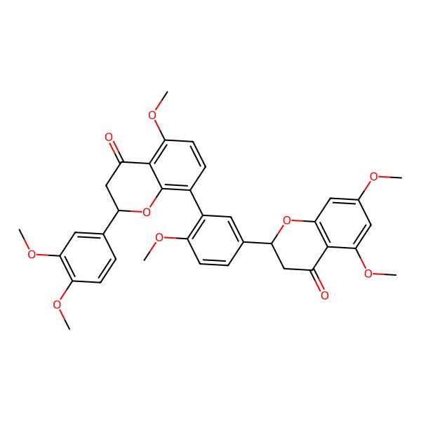 2D Structure of (2S)-2-[3-[(2S)-2-(3,4-dimethoxyphenyl)-5-methoxy-4-oxo-2,3-dihydrochromen-8-yl]-4-methoxyphenyl]-5,7-dimethoxy-2,3-dihydrochromen-4-one