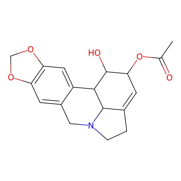 2D Structure of (18-Hydroxy-5,7-dioxa-12-azapentacyclo[10.6.1.02,10.04,8.015,19]nonadeca-2,4(8),9,15-tetraen-17-yl) acetate
