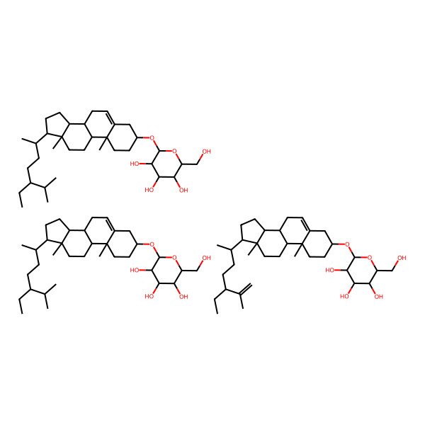2D Structure of (3R,4S,5S,6R)-2-[[(3S,8S,9S,10R,13R,14S,17R)-17-[(2R,5R)-5-ethyl-6-methylheptan-2-yl]-10,13-dimethyl-2,3,4,7,8,9,11,12,14,15,16,17-dodecahydro-1H-cyclopenta[a]phenanthren-3-yl]oxy]-6-(hydroxymethyl)oxane-3,4,5-triol;(3R,4S,5S,6R)-2-[[(3S,8S,9S,10R,13R,14S,17R)-17-[(2R,5R)-5-ethyl-6-methylhept-6-en-2-yl]-10,13-dimethyl-2,3,4,7,8,9,11,12,14,15,16,17-dodecahydro-1H-cyclopenta[a]phenanthren-3-yl]oxy]-6-(hydroxymethyl)oxane-3,4,5-triol